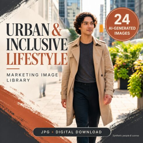 Urban & Inclusive Lifestyle Marketing Image Library – 24 AI-Generated Images cover image.