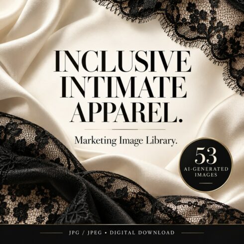 Inclusive Intimate Apparel & Lingerie Marketing Image Library – 53 AI-Generated Images cover image.
