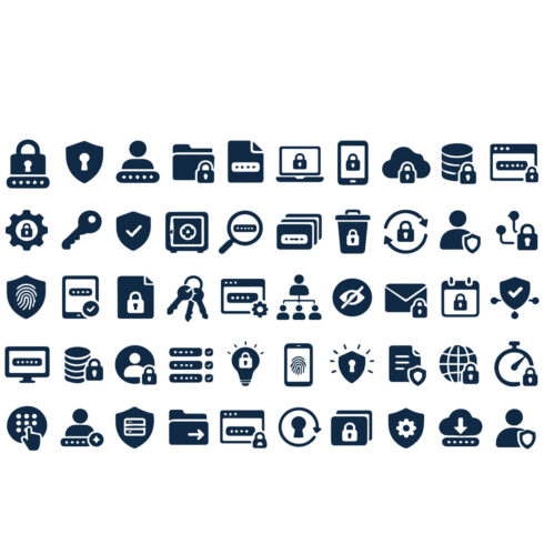 Password Manager Icon Set for Sale, Secure Login, Password Vault and Cybersecurity Vector Symbols, Professional Digital Security Graphics for SaaS, Apps, Websites and Business cover image.