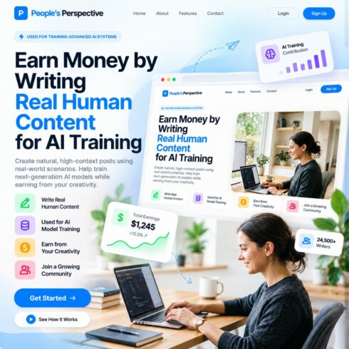 People's Perspective – Community Writing & AI Data Dashboard React Template cover image.