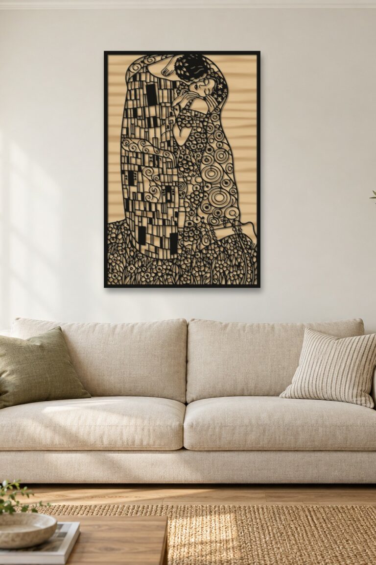 Layered Ribbon Svg The Kiss Klimt Flow-Line SVG DXF | Laser Cut Wall Art