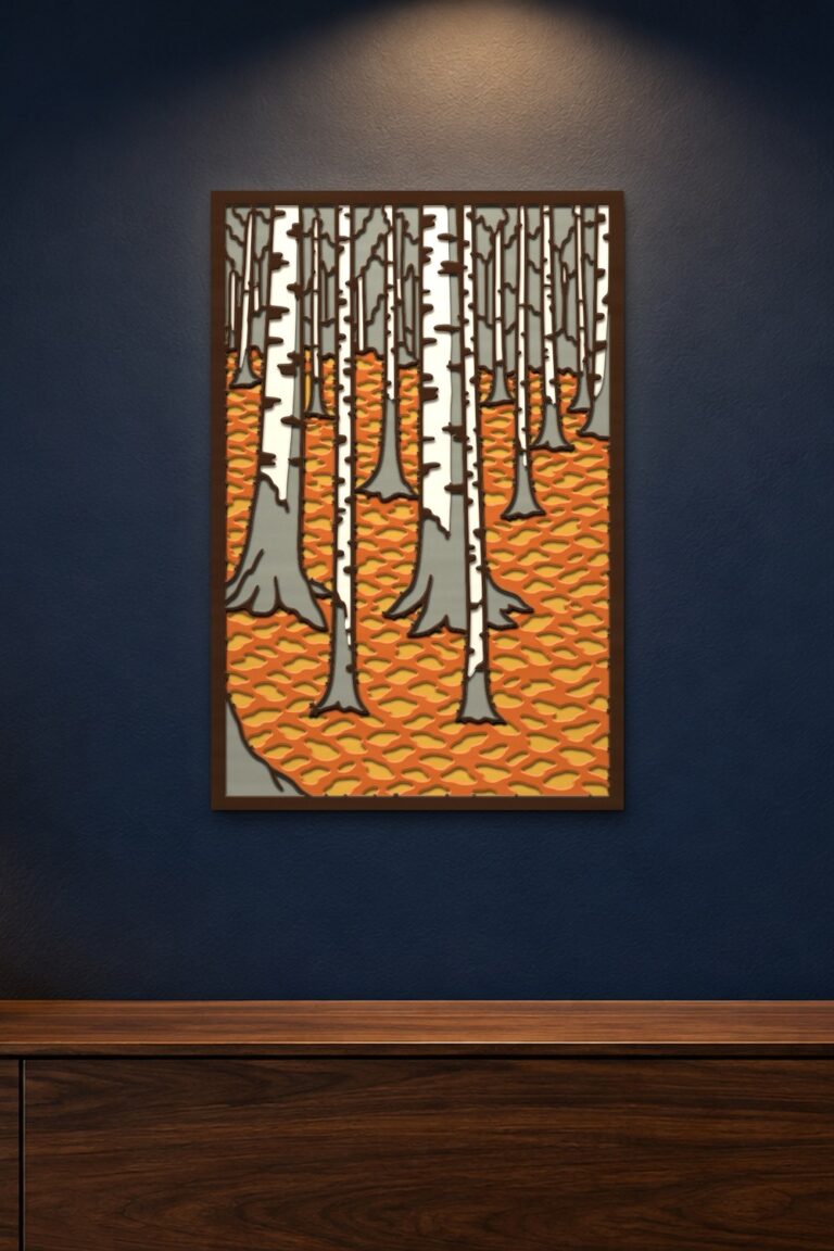Birch Forest Klimt 5 Layer Multilayer SVG