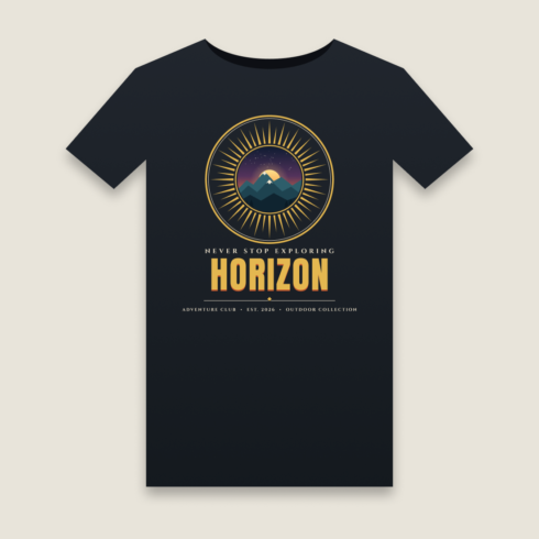 Horizon Vintage Adventure T-Shirt Design cover image.