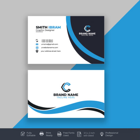 Creative Business Card Template – Blue Wave Design, Corporate Identity cover image.