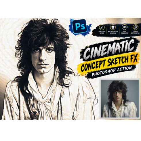 CINEMATIC CONCEPT SKETCH FX — Photoshop Action cover image.