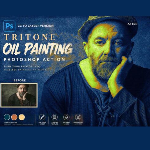 Tritone Oil Painting Photoshop Action cover image.