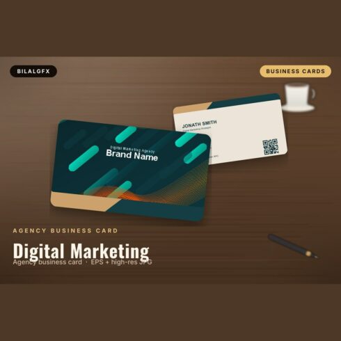 Digital Marketing Business Card Template cover image.