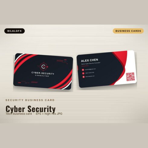 Cyber Security Business Card Template cover image.