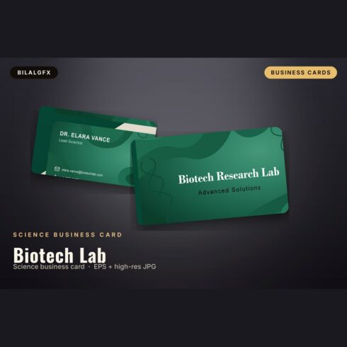 Emerald Biotech Business Card Template cover image.
