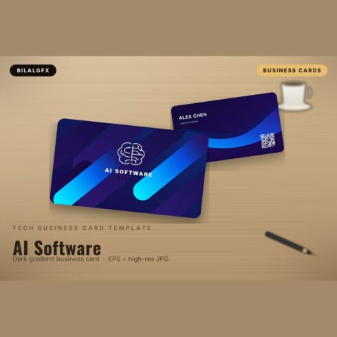AI Software Studio Business Card Template cover image.