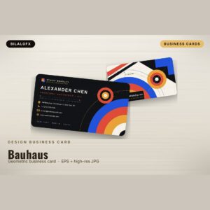 Bauhaus Geometric Business Card Template cover image.