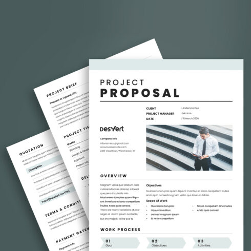 Business Proposal Template: Project Proposal, Case Study Brochure, Company Profile, Annual Report, Marketing Proposal Template (Editable in MS Word, Canva, InDesign, PowerPoint) cover image.