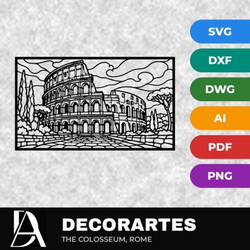 Colosseum Rome Flow-Line Wall Art – Italy Laser Cut SVG DXF File cover image.