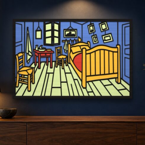 The Bedroom in Arles Multilayer Wall Art – 5 Layer Van Gogh Laser Cut SVG DXF cover image.
