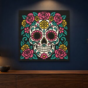 Sugar Skull Multilayer Wall Art – 5 Layer Day of the Dead Laser Cut SVG DXF File cover image.