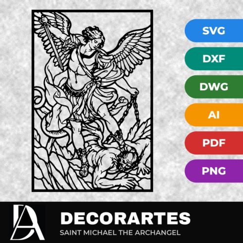 Saint Michael Archangel Flow-Line Wall Art ā Guido Reni Laser Cut SVG DXF File cover image.