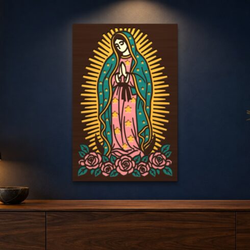 Virgin of Guadalupe Multilayer Wall Art – 5 Layer Religious Laser Cut SVG DXF File cover image.