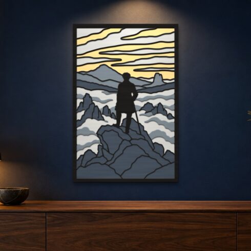 Wanderer above the Sea of Fog Multilayer Wall Art – 5 Layer Laser Cut SVG DXF cover image.