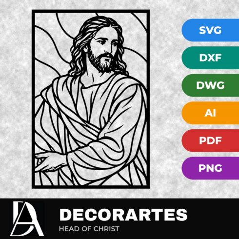 Head of Christ Flow-Line Wall Art – Jesus Laser Cut SVG DXF File cover image.
