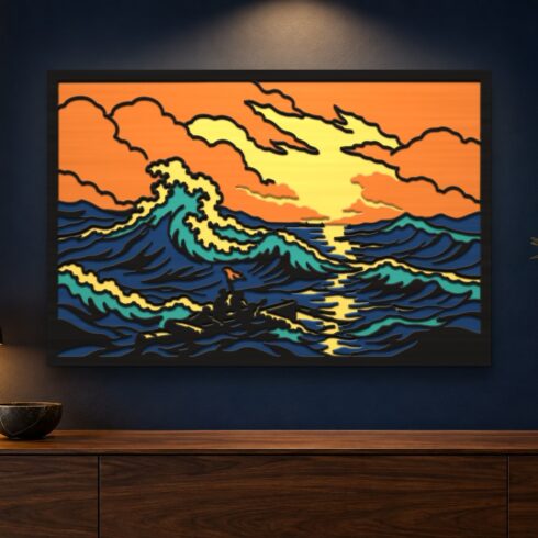The Ninth Wave Multilayer Wall Art ā 5 Layer Aivazovsky Laser Cut SVG DXF cover image.