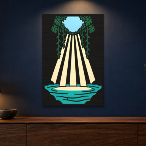 Cenote Light Rays Multilayer Wall Art – 5 Layer Laser Cut SVG DXF File cover image.