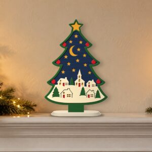 Standing Christmas Tree Multilayer with Stand – 5 Layer Laser Cut Village SVG DXF File cover image.