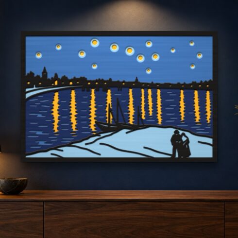 Starry Night Over the Rhone Multilayer Wall Art – 5 Layer Van Gogh SVG DXF cover image.