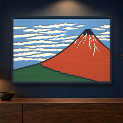 Red Fuji Multilayer Wall Art – 5 Layer Hokusai Laser Cut SVG DXF File cover image.
