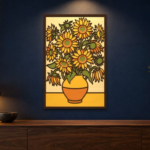 Sunflowers Multilayer Wall Art – 5 Layer Van Gogh Laser Cut SVG DXF File cover image.