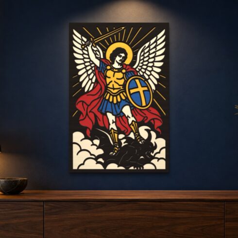 Saint Michael Multilayer Wall Art – 5 Layer Archangel Laser Cut SVG DXF File cover image.