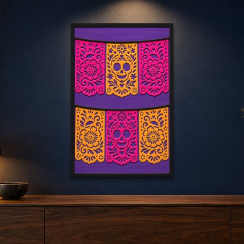Papel Picado Multilayer Wall Art – 4 Layer Laser Cut SVG DXF File cover image.