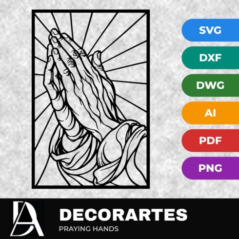 Praying Hands Flow-Line Wall Art – Dürer Laser Cut SVG DXF File cover image.