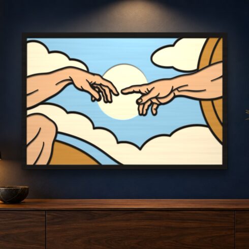 The Creation of Adam Multilayer Wall Art – 5 Layer Michelangelo Laser Cut SVG DXF cover image.