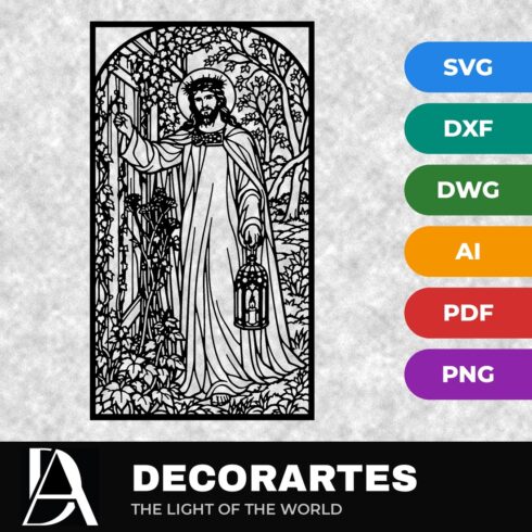 The Light of the World Flow-Line Wall Art ā Jesus with Lantern Laser Cut SVG DXF cover image.