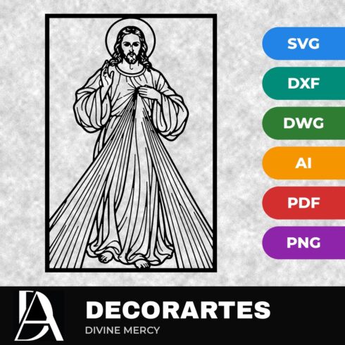 Divine Mercy Flow-Line Wall Art ā Jesus Catholic Laser Cut SVG DXF File cover image.