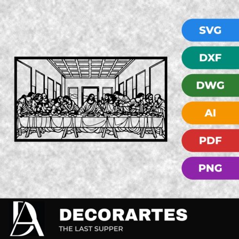 The Last Supper Flow-Line Wall Art – Leonardo da Vinci Laser Cut SVG DXF File cover image.