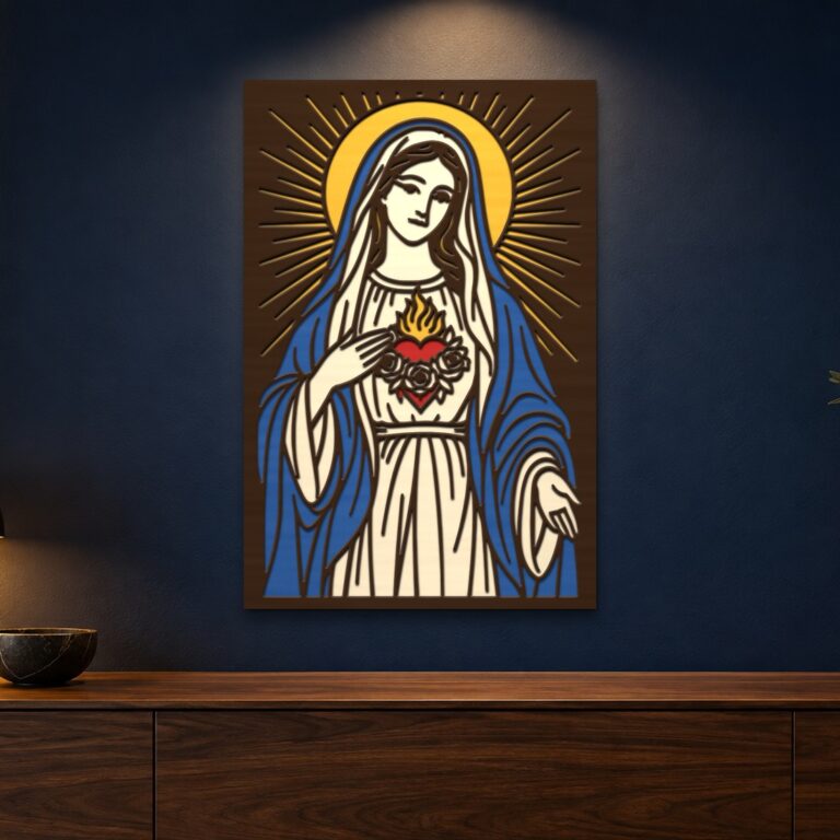 Immaculate Heart Multilayer Wall Art – 5 Layer Catholic Laser Cut SVG DXF File cover image.