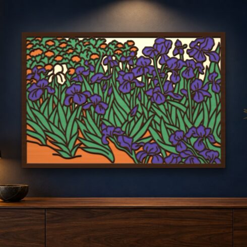Irises Multilayer Wall Art – 5 Layer Van Gogh Laser Cut SVG DXF cover image.