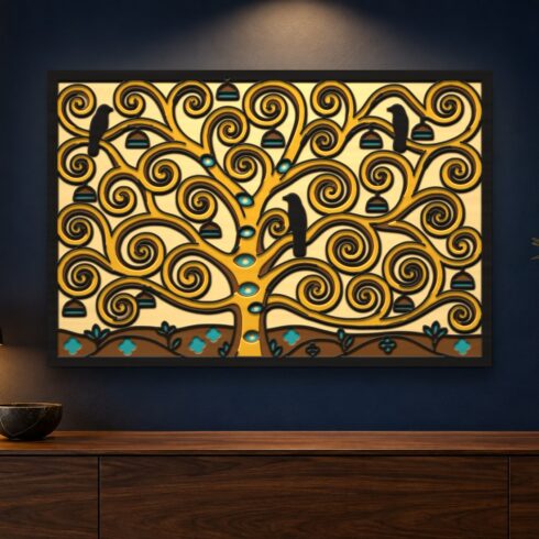 The Tree of Life Multilayer Wall Art – 5 Layer Klimt Laser Cut SVG DXF File cover image.