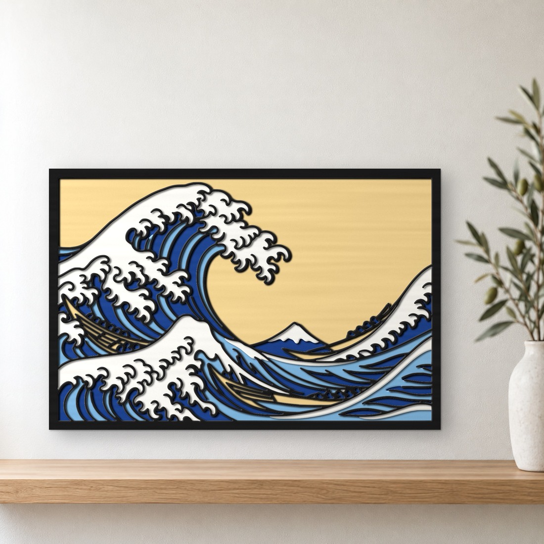 Great Wave Hokusai 5 Layer Multilayer SVG DXF Laser File