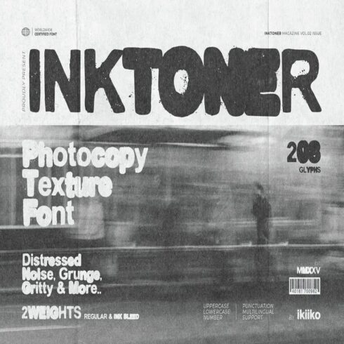 Inktoner - Bold Grunge Display Font with Photocopy & Ink Bleed Effects cover image.