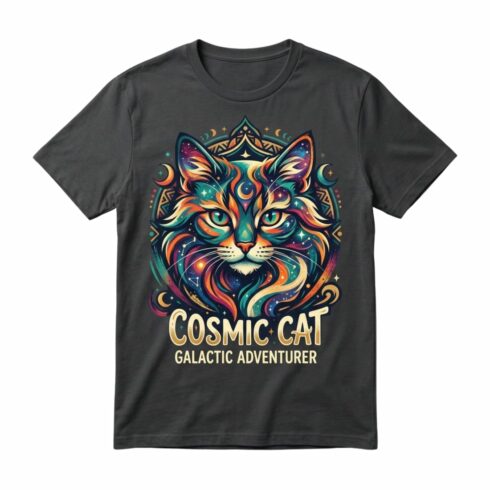 Cosmic Cat – Galactic Adventurer T-Shirt cover image.