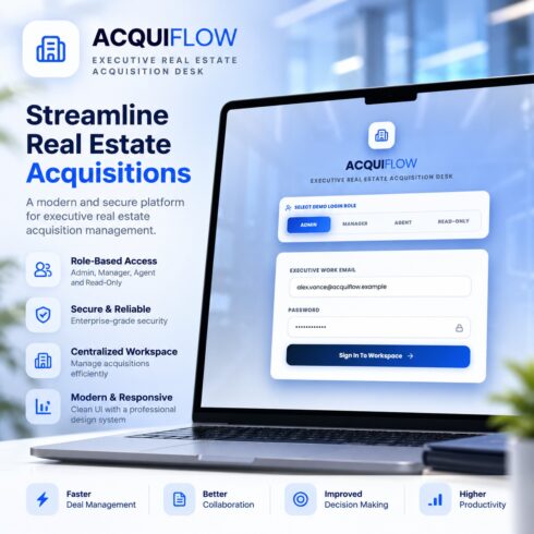 Real Estate Acquisitions CRM Dashboard UI – React & TypeScript cover image.