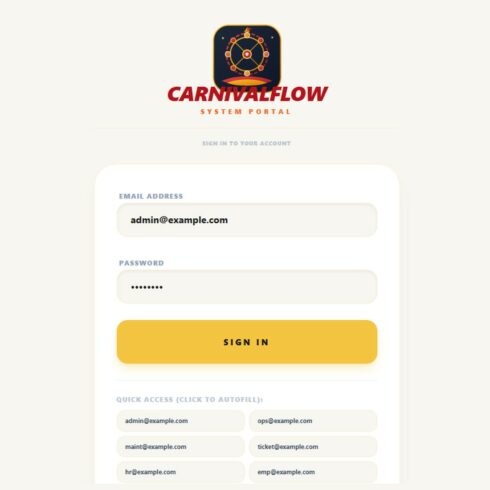 CarnivalFlow – Carnival & Amusement Park Management Dashboarda cover image.