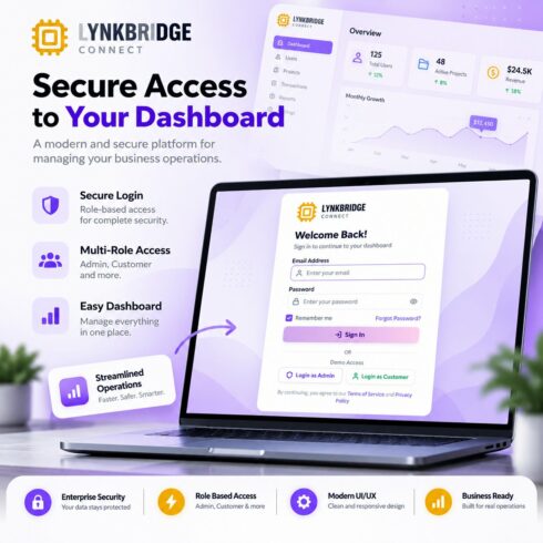 LynkBridge Connect – Telecom Lifecycle & Infrastructure Management React Dashboard cover image.