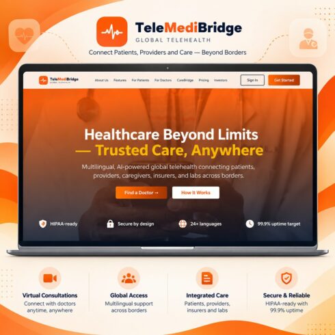 TeleMediBridge – Telehealth & Remote Care Management React Dashboard cover image.