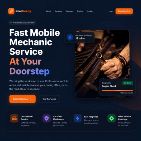 RoadReady Service Hub – Vehicle Service Management & Booking React Dashboard cover image.