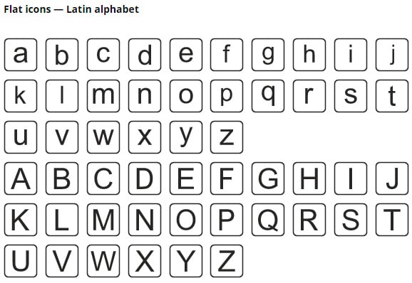 Icons of latin alphabet