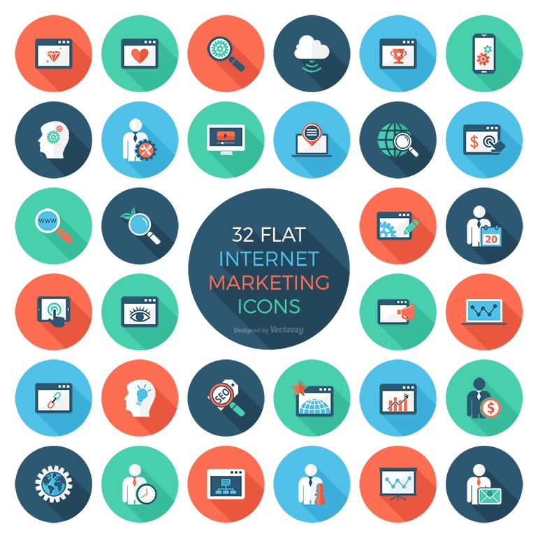Flat Internet Marketing Icons