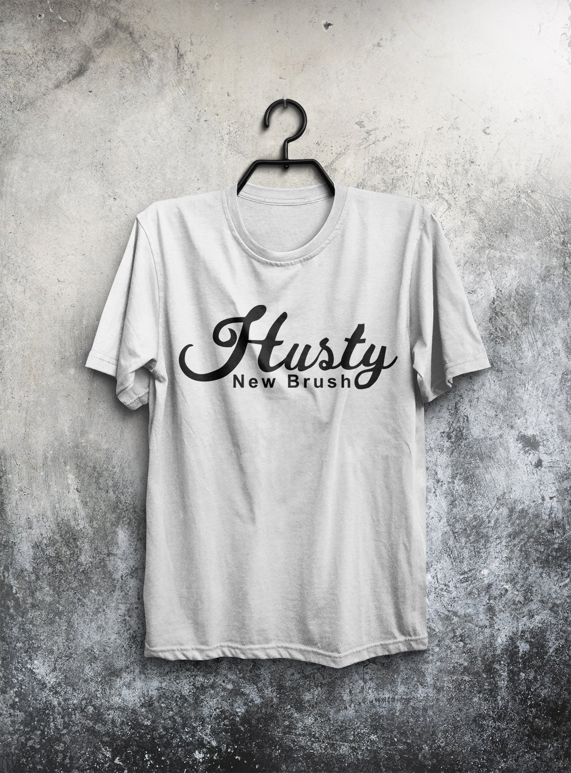 White t-shirt with black font.